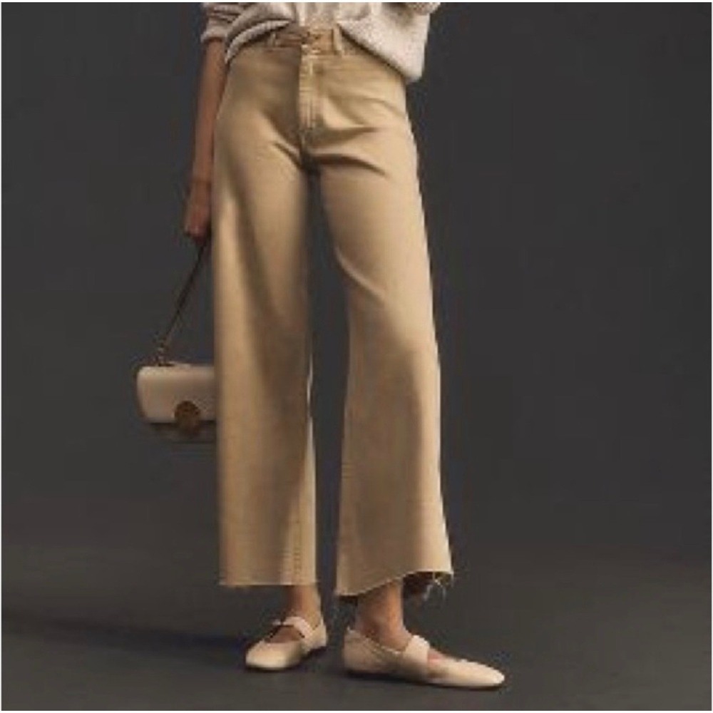 Anthropologie Maeve‎ The Ettie High-Rise Crop Wide Leg Jeans Riviera Wash Sz 32P